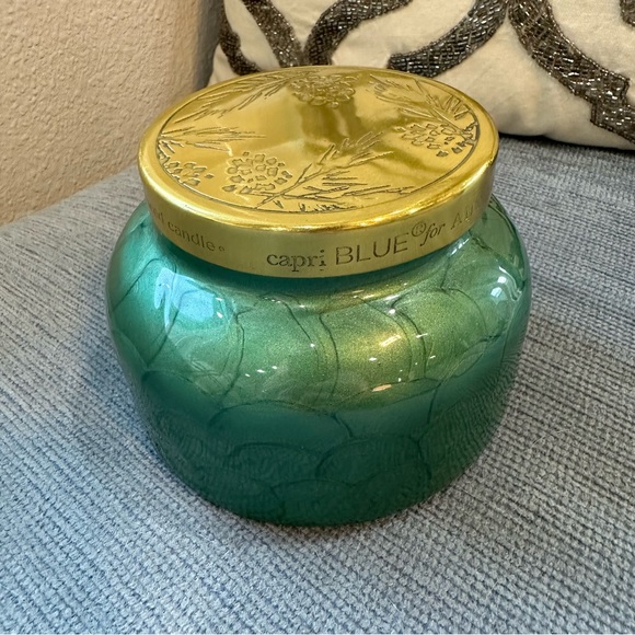 NIB Anthropologie Capri Blue Fir & Firewood Glass Jar Candle Dark Green - Picture 3 of 8